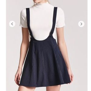 pinstriped overall dress